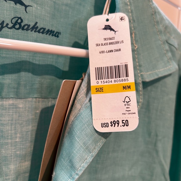 NWT Tommy Bahama Linen Button Up Dress Shirt Seaglass Breezer Long Sleeve Medium - Picture 4 of 8